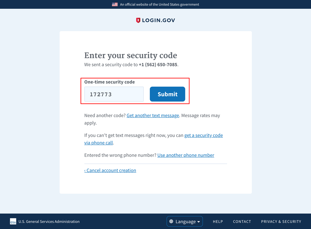 Enter security code help image