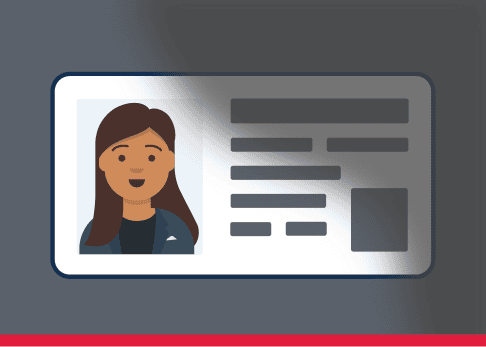 ID has a glare and shadows cast over it.